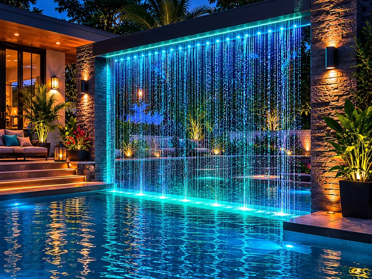 LED Pool Rain Curtain